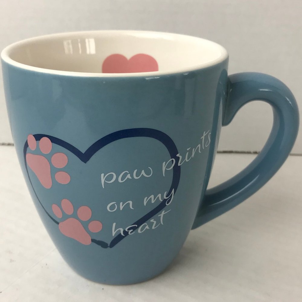 NWOT - Vintage Ceramic Mug Paw Prints On My Heart